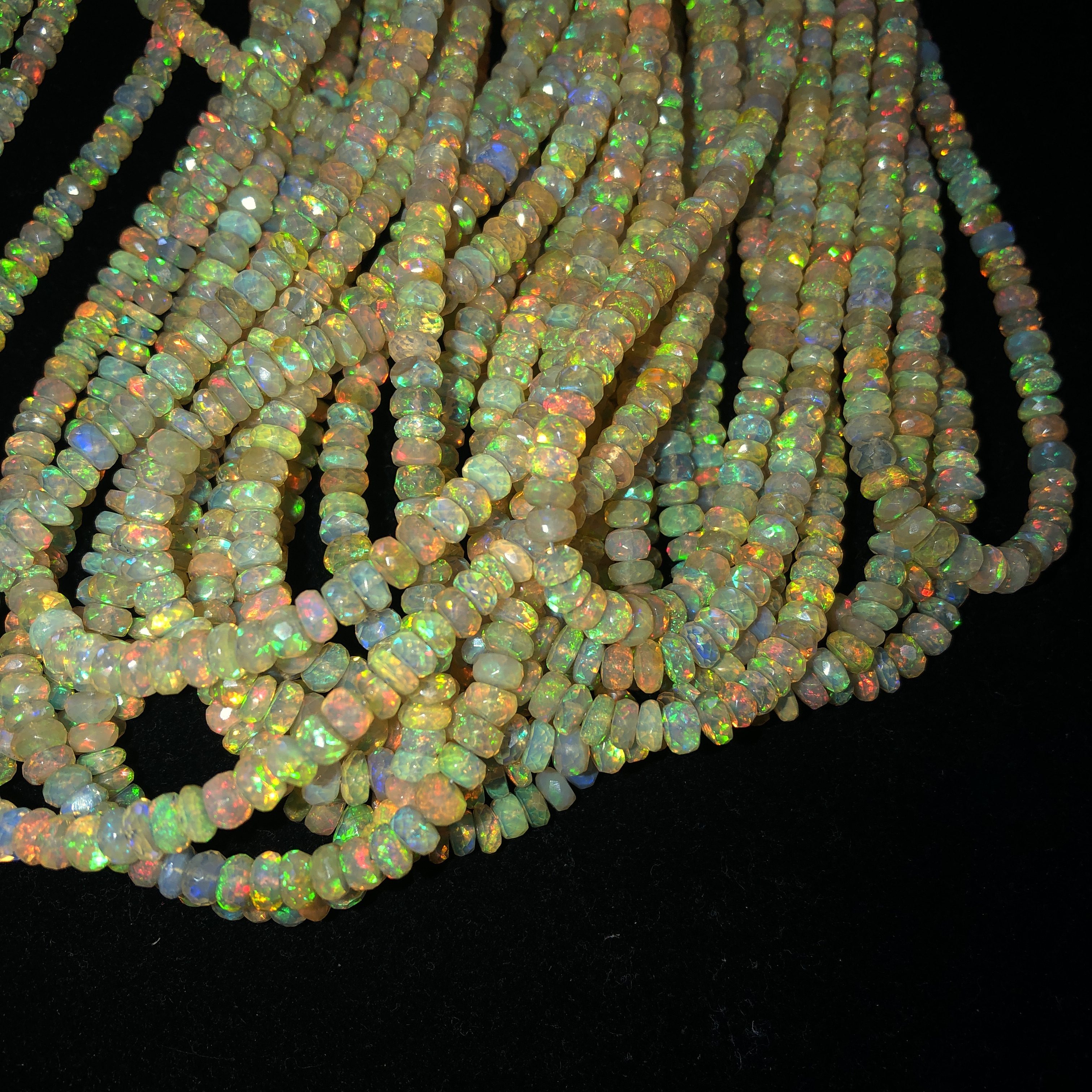 ON SALE - Natural Yellow Ethiopian Opal Faceted Rondelle Beads